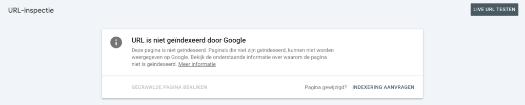 Printscreen van de Google Search Console indexering pagina.